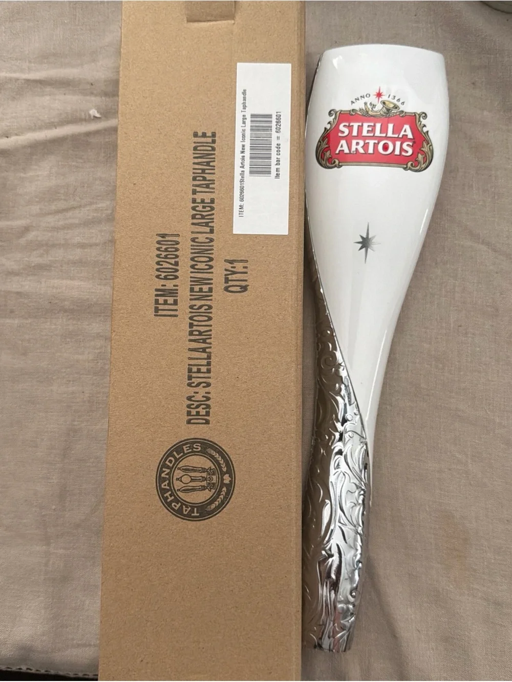 New Stella Artois White & Silver Pilsner Tap Handle